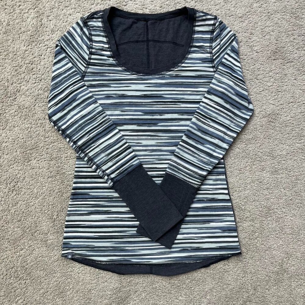 Athleta Striped Workout Long-Sleeve